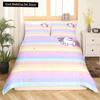 Kids Unicorn Stars King Queen Duvet Cover Cartoon Magic Animal Bedding Set Rainbow Shiny Quilt Cover Polyester Comforter Cover