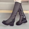 2024 Summer Boots Mesh Ladies Fashion Comfort Elevator Shoes Women Knee-length Platform Woman Female Round Toe Zipper Sandals
