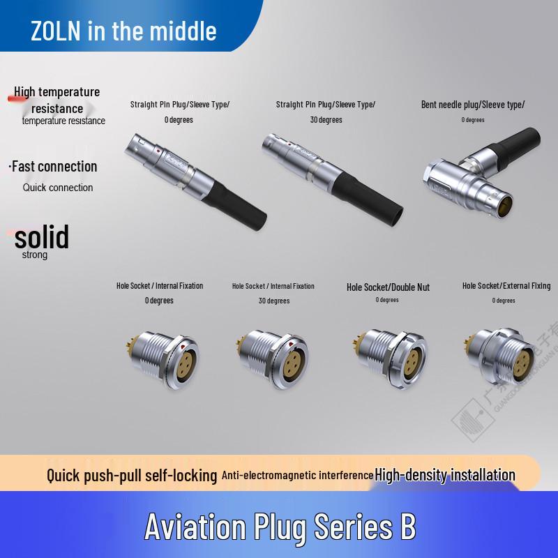 Aviation Plug: Central 2B Connection, Internal Fixing, Straight Pin, Sleeve Type, 2-32 Core Connector