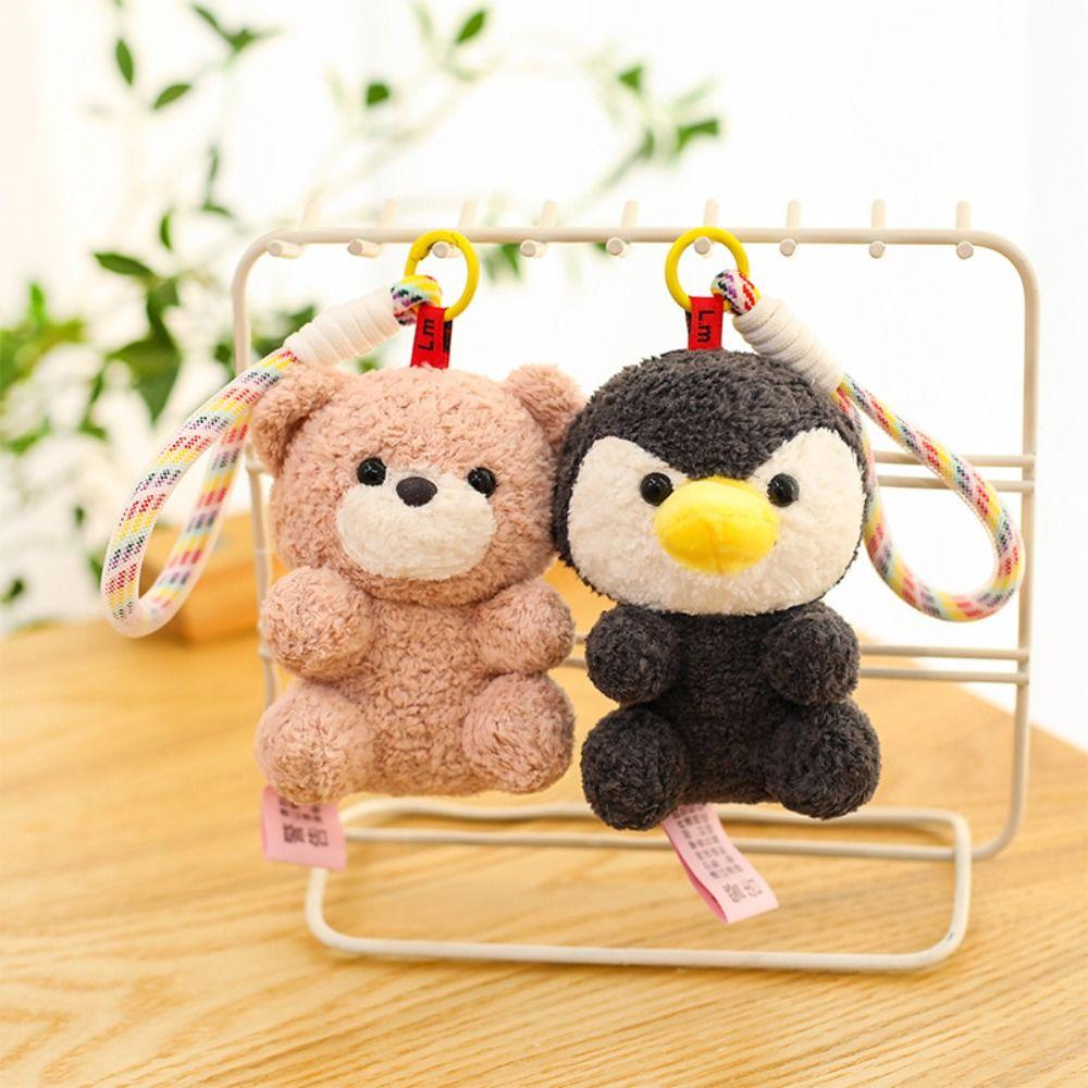 Fluffy Soft Elephant Plush Doll Metal Ring Panda Plush Key Ring Dinosaur Plush Pendant Handbag