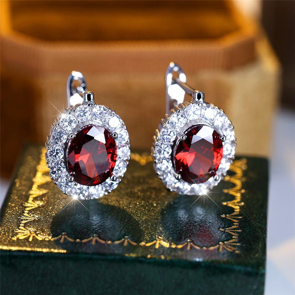 Cute Small Blue Green Purple Zircon Stone Hoop Earrings For Women Charm Female Silver Color Wedding Jewelry Gift