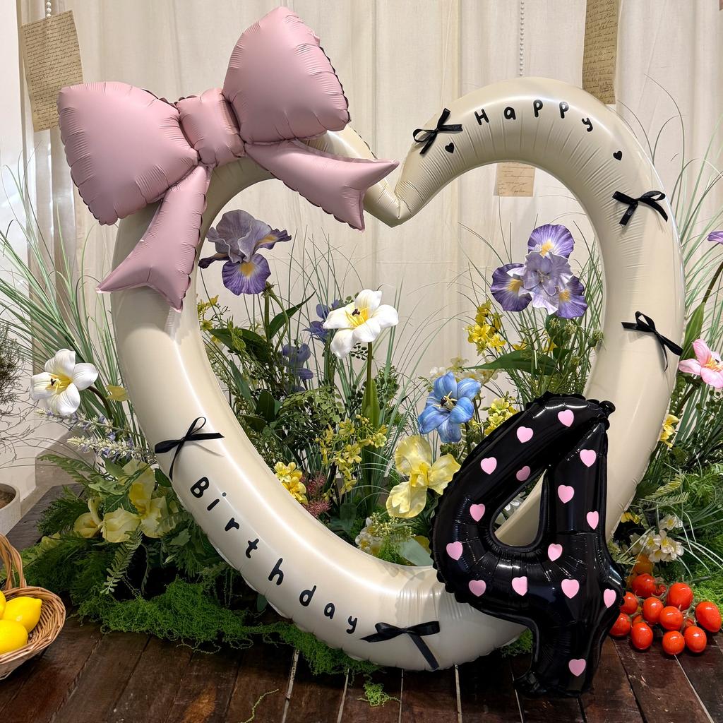 40 Inch Pink Heart Foil Balloon Black Digital Aluminum Birthday Party Decor Baby Shower Girls Gift for Wedding Baby Shower Prop