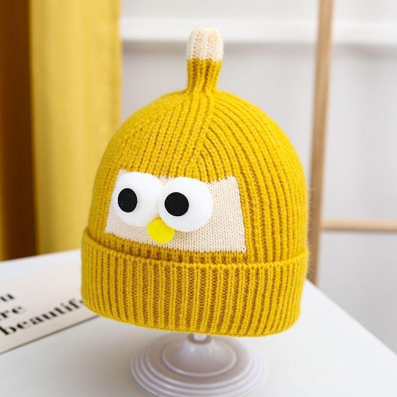 Baby Hat Cute Bear Knitted Ear Hat Children's Winter Thickened Warm Wool Hat Infant Hat