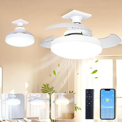 Silent E27 Screw Base Ceiling Fan Light with Invisible Blades and Pure Copper Motor
