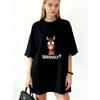 Oversized T Shirt Black Horse Cartoon With Seriously Text Casual Streetwear For Women