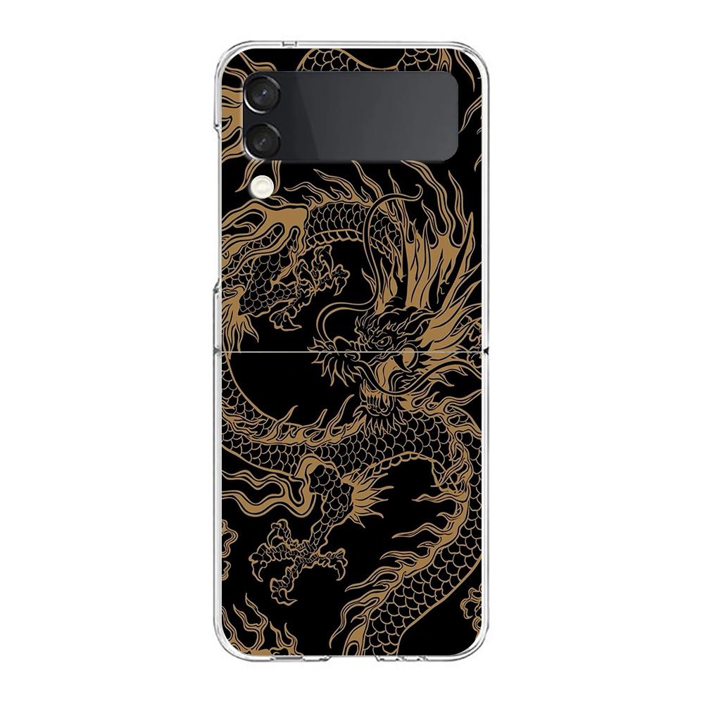 

Phone Case For Samsung Galaxy Z Flip 3 4 5 Hard Folding Clear PC Bumper Illusory Color Chinese Dragon For Samsung Z Flip 6 Cover Samsung Z Flip 4