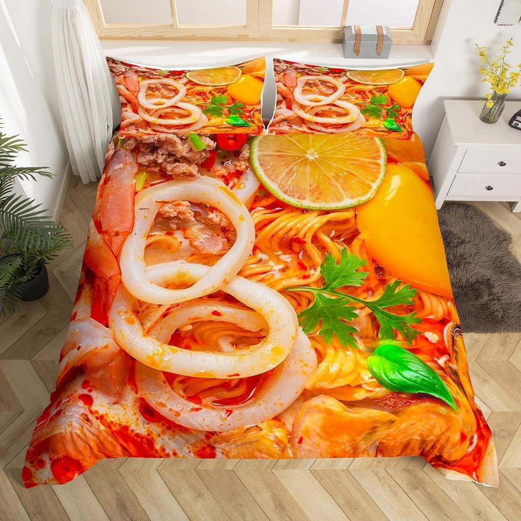Sushi Duvet Cover Set Full QueenJapanese Food Bedding Set 3D Food Themed Bedspread Cover Realistic Food Room Decor Quilt Cover