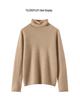 Women's Solid Color Cashmere Knit Sweater with Stacked Collar