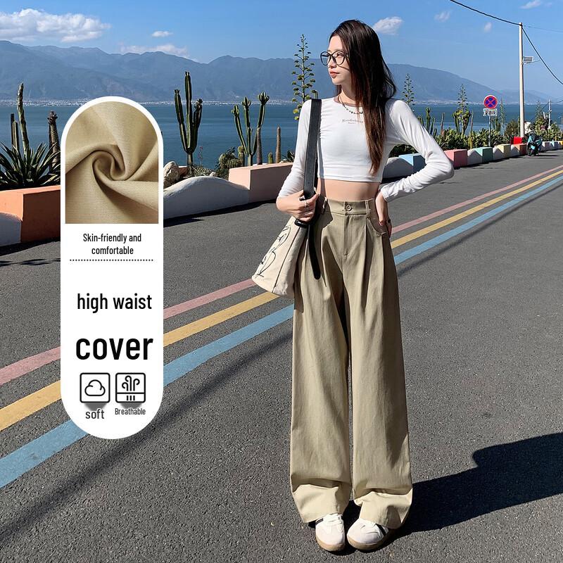 

HSTYLE Women s High-Waist Wide-Leg Suit Pants L