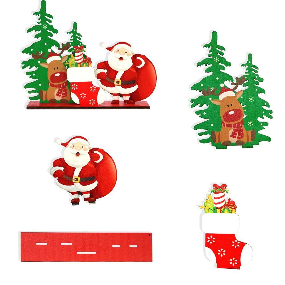 

Cartoon Christmas Table Sign Santa Claus Reindeer Merry Christmas Decor Party Favors style 5