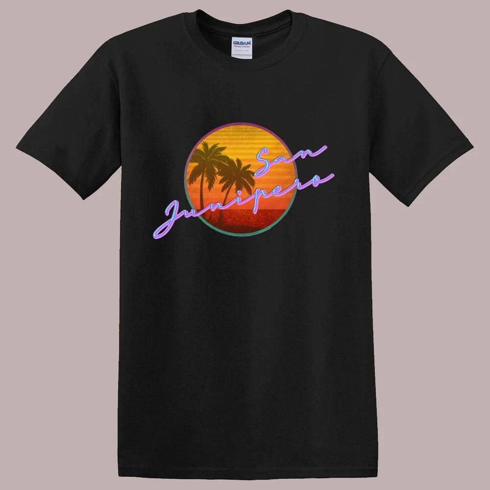 San Junipero 80s Neon Classic Movie Men s Black Size S-5XL L
