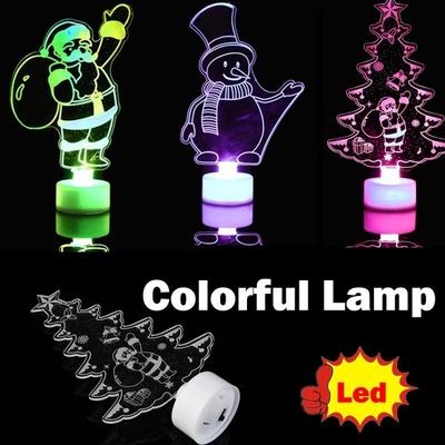 Christmas Snowman Multi Color LED Light Clear Acrylic Christmas Tree Mood Lamp Night 1 Pc