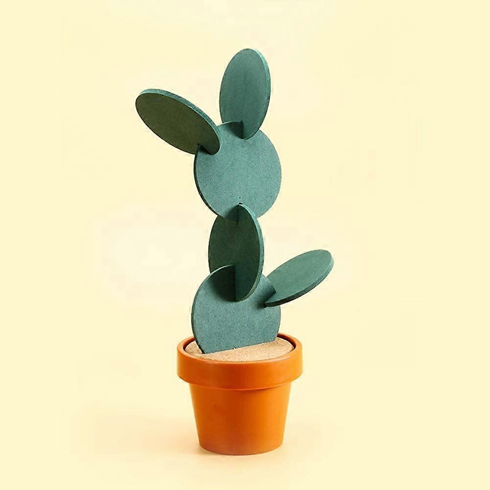 Cactus Coaster,Coasters Cactus Set,DIY Round Cup Coasters with Flowerpot Holder Creative DIY Cacti