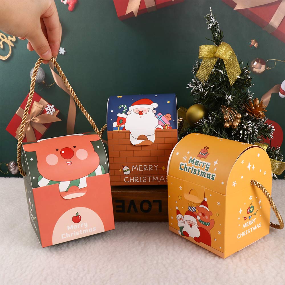 Cute Nougat Cookie Candy New Year Xmas Gifts Bag Christmas Handbag Packaging Boxes Gift Basket