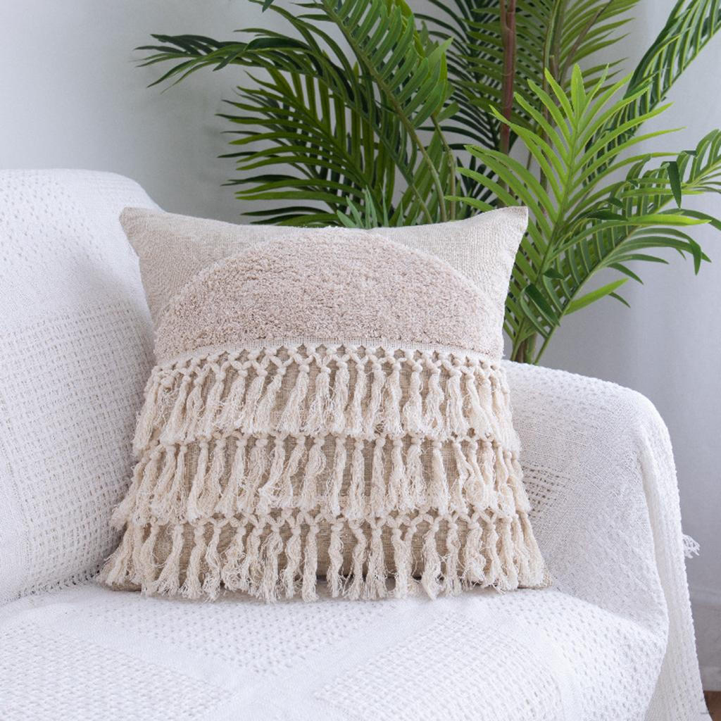 Cover Tufted Throw Case with Tassel Square Rectangle Woven Decorative Sofa Bedding Cushion
