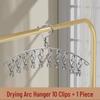 Stainless Steel Windproof Multi-Clip Clothes Drying Rack for Home and Dorm