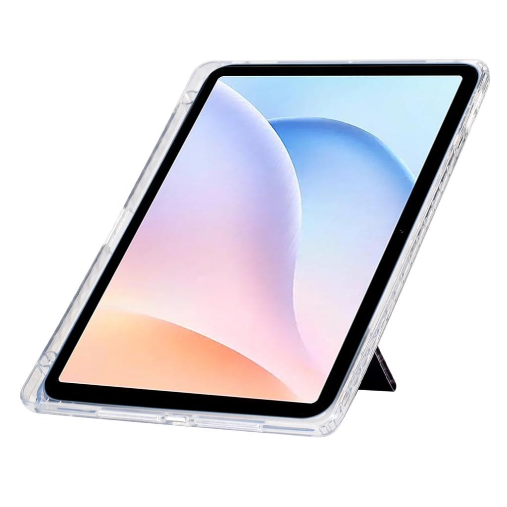 For Samsung Galaxy Tab A9+ Case Y-Fold Stand Pattern Print Leather+Clear Acrylic Tablet Cover with Pencil Holder