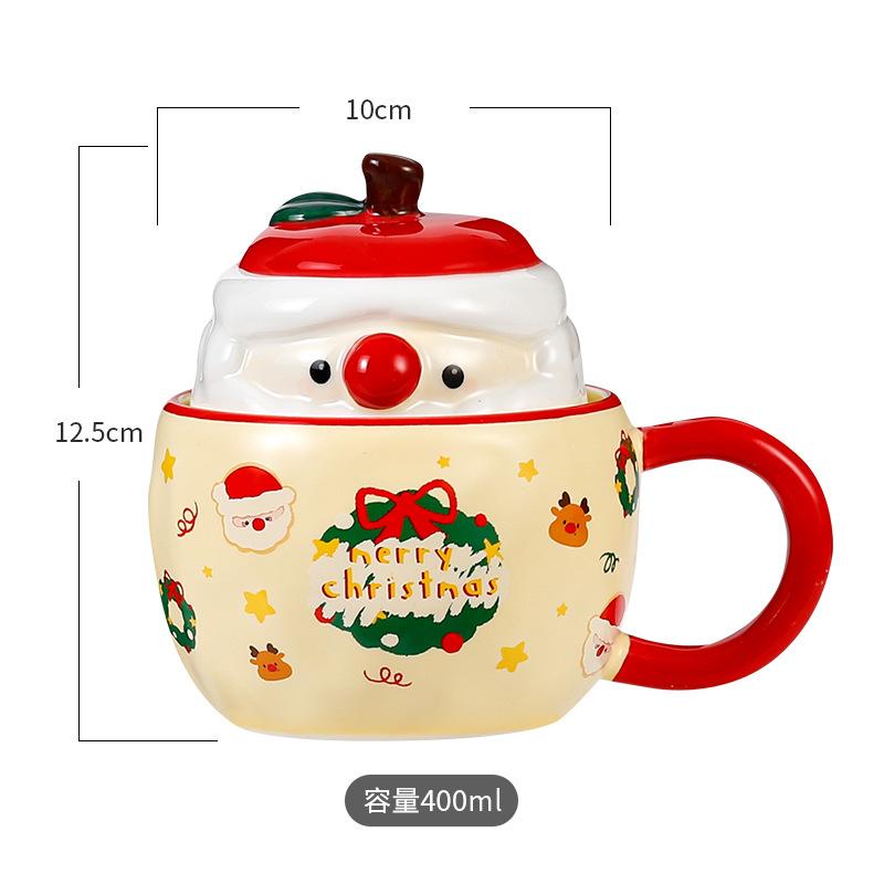 Kreativní vánoční keramický hrnek s jablkem, kávové hrnky s víčkem, hrnek na mléko a vodu, čajový hrnek s přáteli, vánoční dárkový balíček
