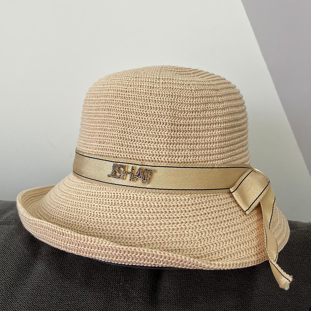 

Curled knitted fisherman s hat children spring and autumn fashion versatile basin hat niche design elegant sunshade top hat Adult average size (56-58cm) бежевый