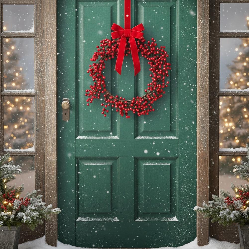 Stroik Wianek Świąteczny Klasyczny Dekoracyjny Ozdobny na Drzwi Wiszący