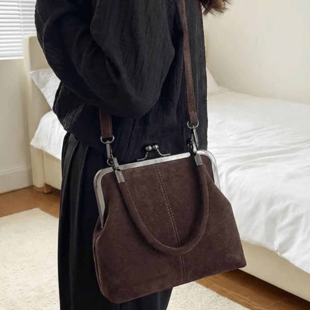 PU Retro mattierte Handtasche Kussverschluss Clutch Umhängetasche Leder Crossbody Tasche Tägliche Aktivitäten