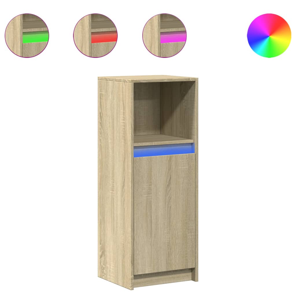 Vidaxl Szafka Z Led, Dąb Sonoma, 38X34X100 Cm, Materiał Drewnopochodny