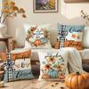 Thanksgiving Pumpkin Pillow Cover Autumn Plant Flower Print Pillow Cover Home Living Room Sofa Cushion Cover