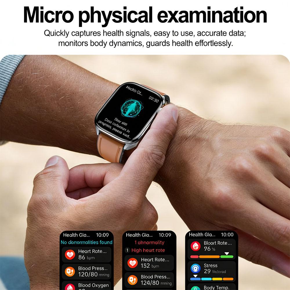 SACOSDING  BP Smart Watch Men Heart Health Analysis LED Flashlight Bluetooth Call AI-GPT Smart Bracelet For Android iOS