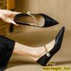 Satin Retro Versatile Women's Shoes Spring and Autumn New Style New Chinese Style High Heels Pointed Toe Strappy Single Shoes