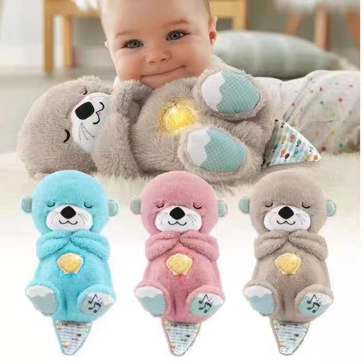 Neues atmendes Otter-Stofftier mit Musik & Licht, Weiches Kuscheltier, Beruhigender Begleiter für Kinder, Niedliches Geschenk für Mädchen