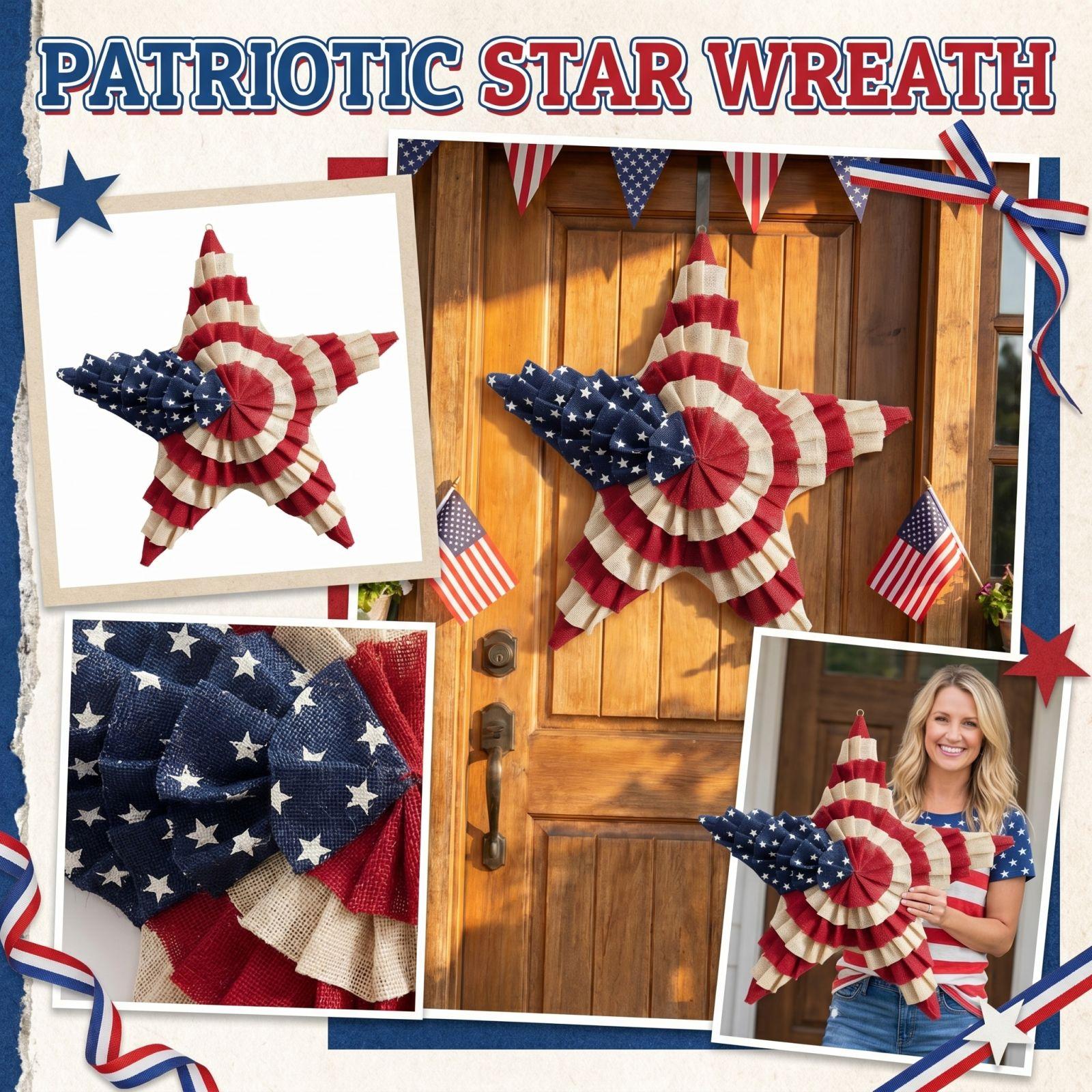 

Independence Day Outdoor Star Wreath Decoration One Size