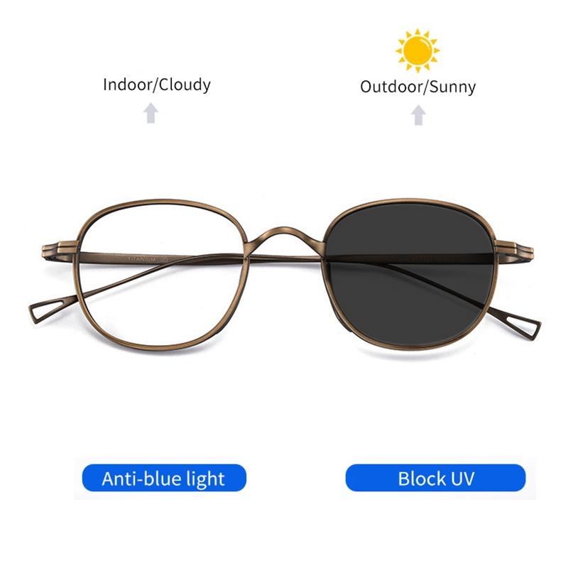 Pure Titanium Brand Design Glasses Frame Men Retro Round Prescription Eyeglasses New Vintage Photochromic Reading Glasses