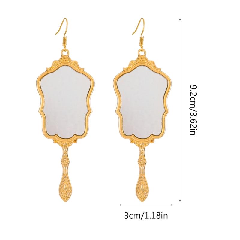 Exquisite Mirror Earrings Reflective Mirror Pendant Stud Earring for Women Girl