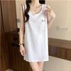 American Style Cotton Sleeveless Tank Dress: Summer Mid-Length Loose Fit Plus Size