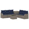 Sofa Set 8 Pcs Grey and Navy Blue Poly Rattan and Steel