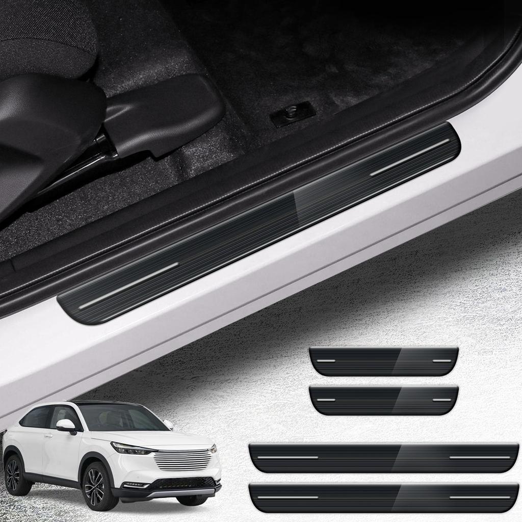 HUDIY Stainless Steel Side Step Guards for the Vezel 2021 Present Door Scuff Luggage Step Covers with and Includes a Japanese Instruction Manual Set