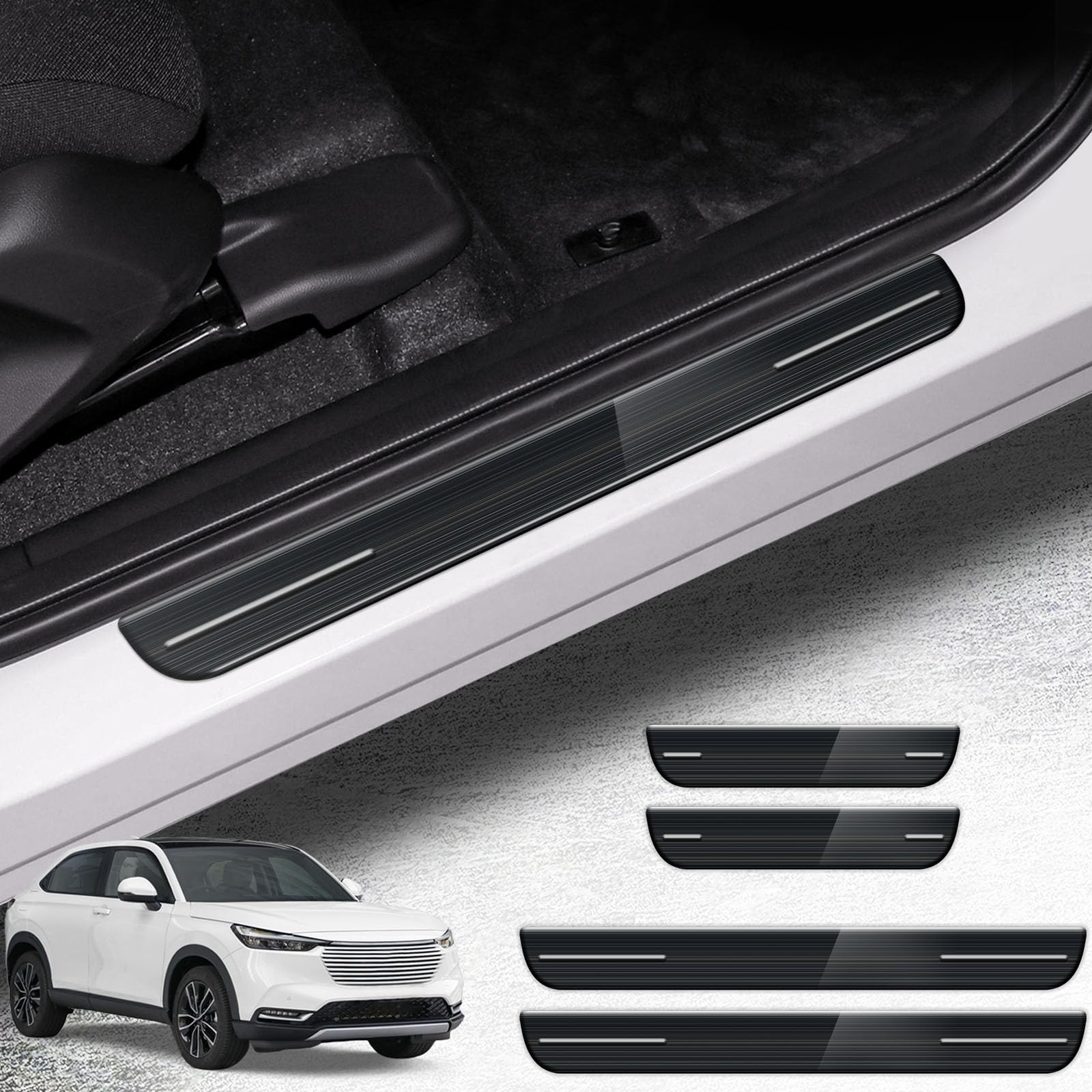 

HUDIY Stainless Steel Side Step Guards for the Vezel 2021 Present Door Scuff Luggage Step Covers with and Includes a Japanese Instruction Manual Set чёрный