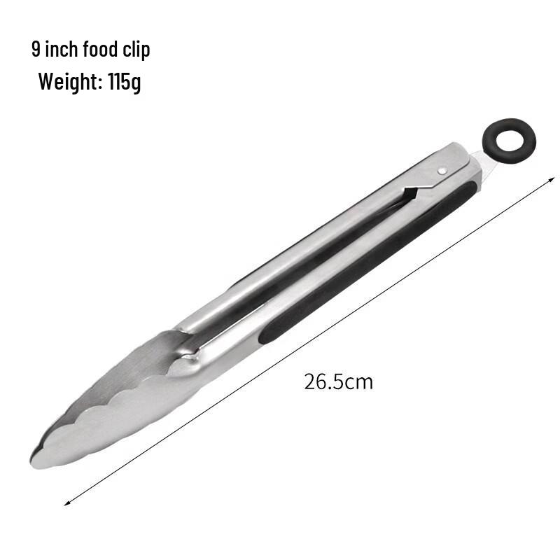 Zhizhou 9-Inch Stainless Steel Food Tongs (3-Piece Set)