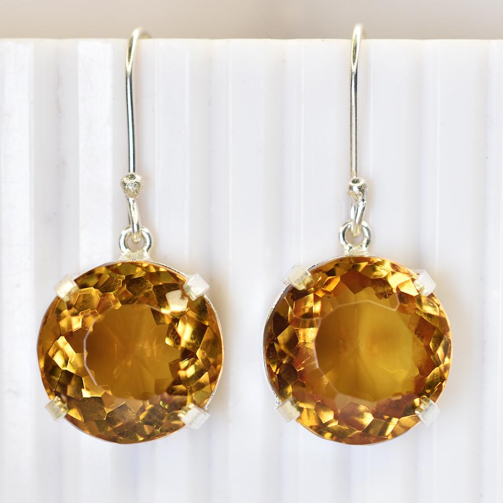 A+ CERTIFIED Natural 72.65 Ct 7 Color Alex Round Cut Gemstone Earring Pair MY.ER-32-NS