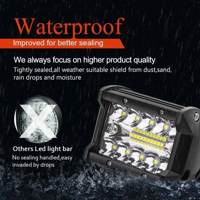 4" 60W Projecteur LED Lampe de travail Barre LED Phare 10800LM, Etanche IP67, Feux Antibrouillard pour Voiture Hors Diurne Lumière
