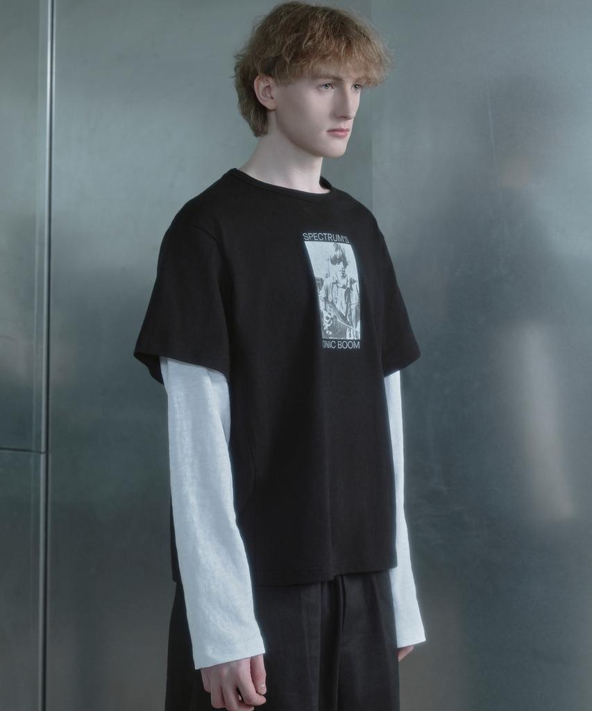 Kilyu Sonic Boom Layerd Long Sleeve T-Shirt_Black