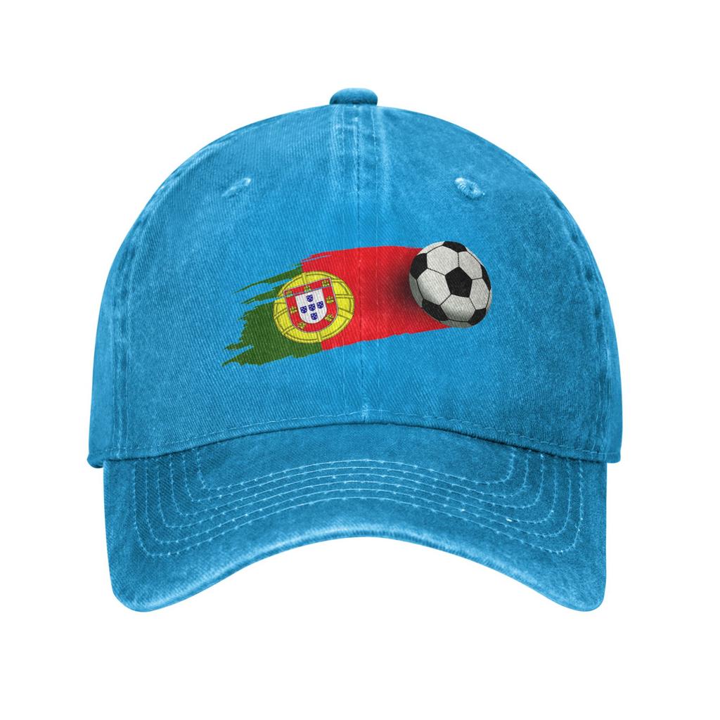 Portugal Flag Soccer Ball Baseball Cap Fashion Distressed Washed Snapback Cap Unisex Women Workouts Adjustable Fit Caps Hat