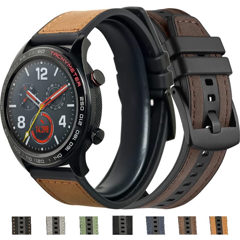 22mm Universal Leather Strap for HAUWEI WATCH GT4/3 46MM Breathable Sport Band Quick Release Bracelet for Watch 4/3Pro 48mm