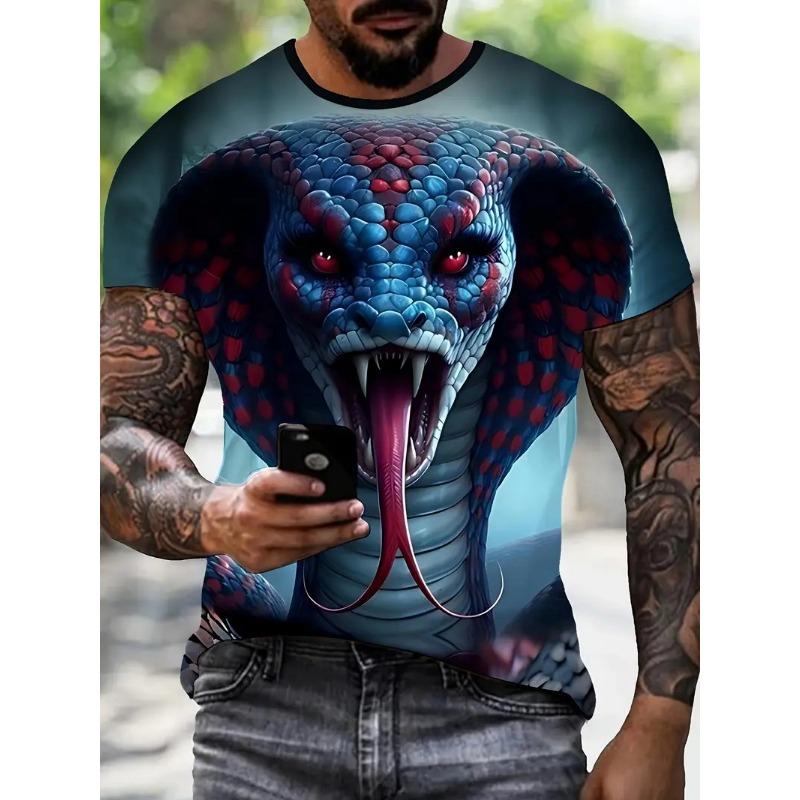 Fashion 3D Printed Horror Snake Graphic T Shirt For Men Personality Oversized