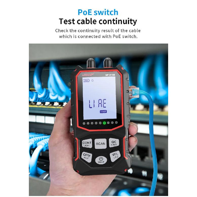 NOYAFA NF-918S Network Cable Tester Red Light Pen Wire Tracer with Optical Power Meter POE Check Wiremap Crimp Test Line Finder