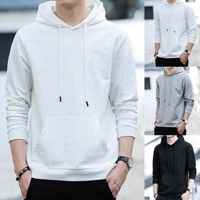 New Solid Color Men's Fashion Autumn and Winter Sweater Casual Hoodie Hooded Sweatshirt
