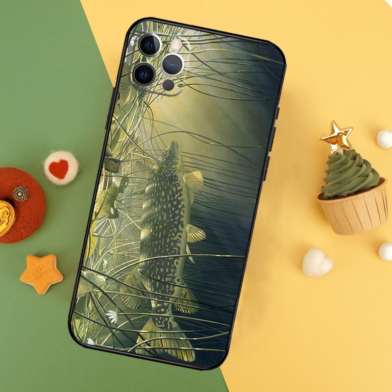 Pike Fish Fishing Lure Phone Case For iPhone 17 17Air 16 15 14 13 11 12 Pro Max 12 13 Mini 16E Shockproof Cover