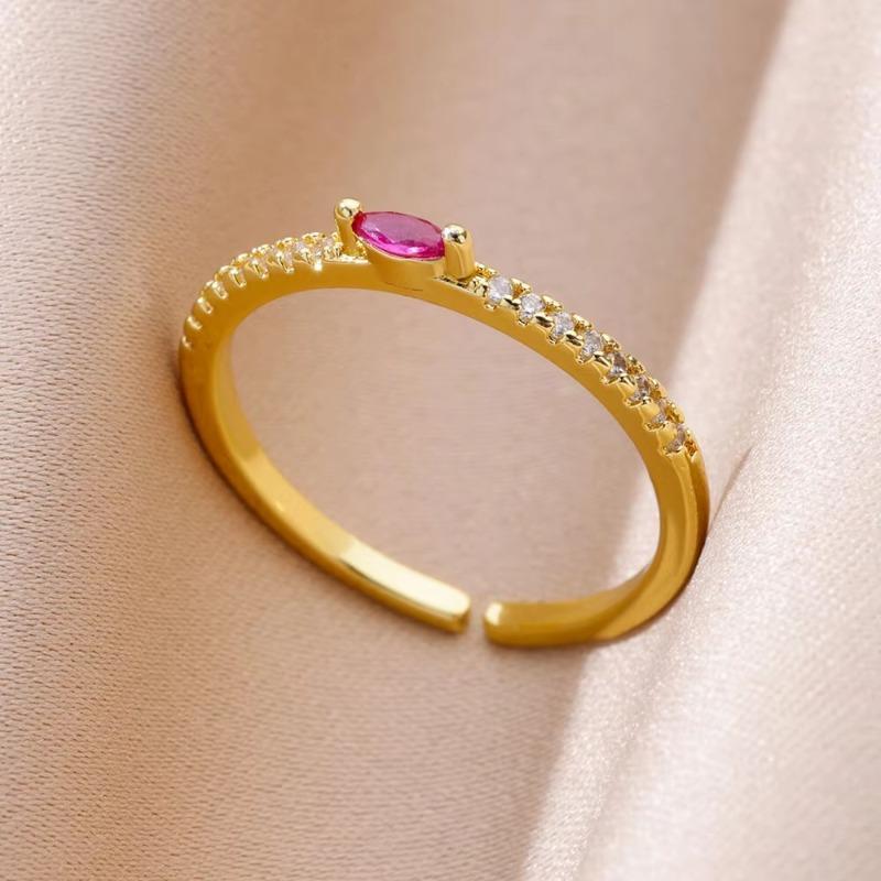 Hot-selling Micro-inlaid Colored Treasure Zircon Ring Women's Simple and Versatile Unique Design Love Geometric Light Luxury Ring