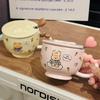 Cute Cartoon Rabbit and Bear Couple Cup Chinese Valentine's Day Gift Ceramic Mug Creative Love Cup Souvenir