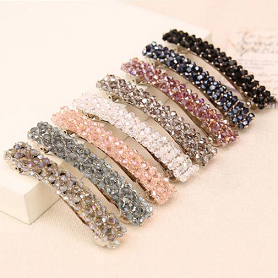 Women's Fashion Bling Headwear Handmade Full Crystal Hair Clip Barrette Hairpin